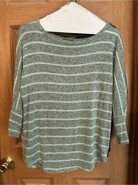 Stitch Fix- Market & Spruce Striped Scoop Neck Sweater in Mint & Gray